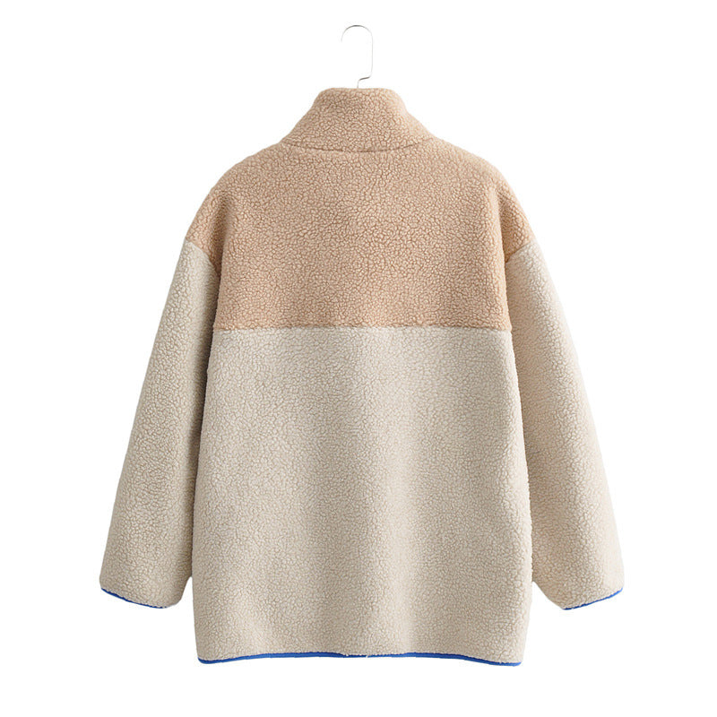 Kvinders Fluffy Fleece Jakke med Høj Krave og Lynlås Stilla