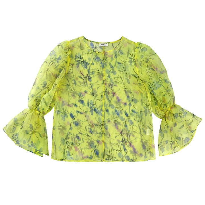 Dame blomster chiffonbluse med volumøse ærmer Skovae
