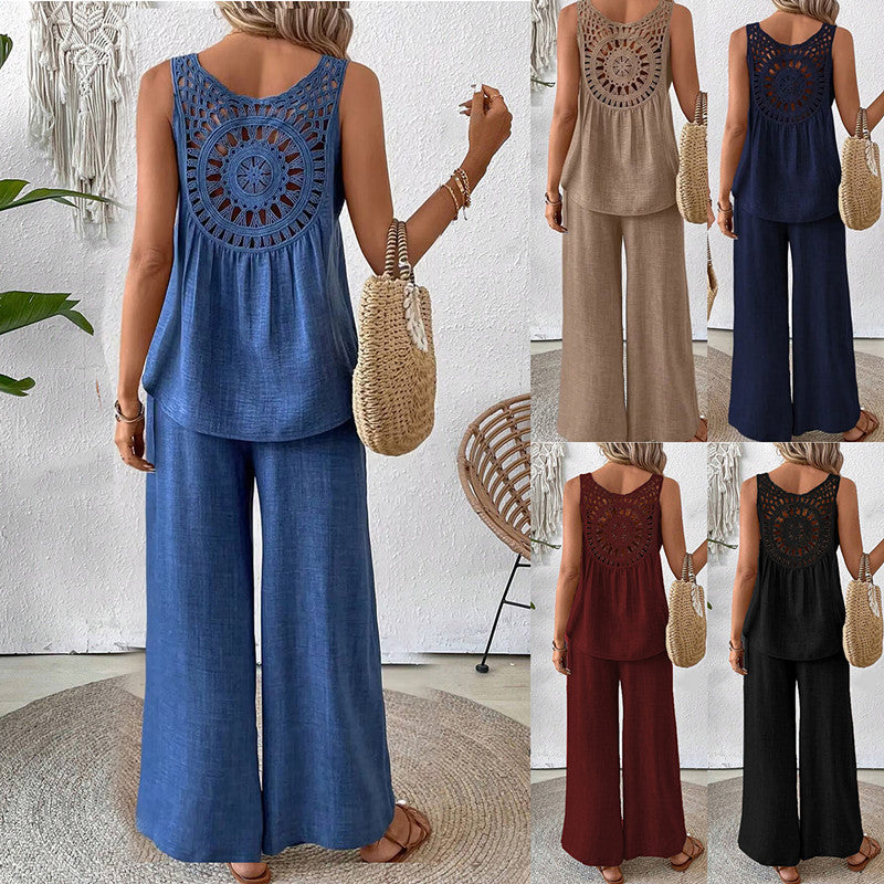 Dame rummelig jumpsuit med elastisk talje og ærmeløs design Stilla