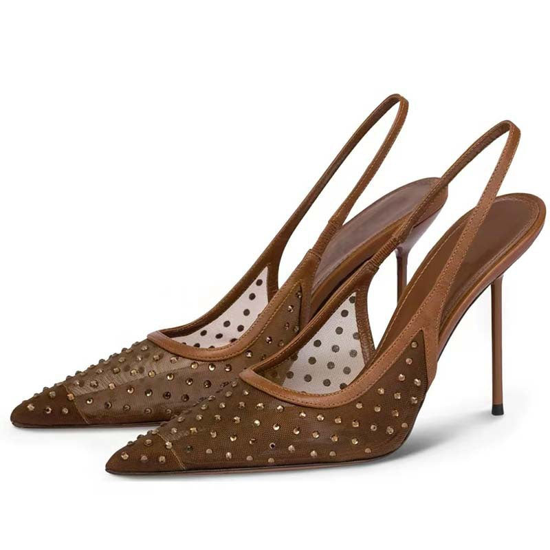 Dame Stiletto Slingback-hæle med dekorativt nitter-design Stilla
