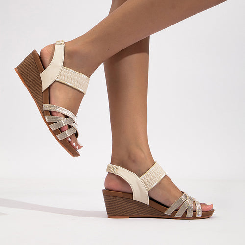 Dame Wedge-sandaler med elastisk rem og komfortabel fodsengsdesign Stilla