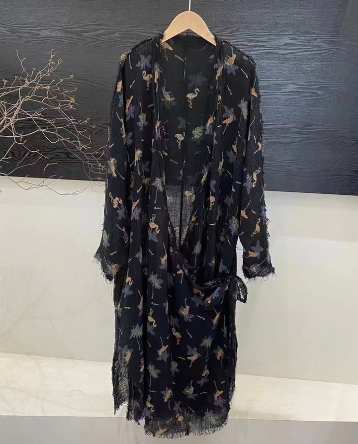 Femme Stilfuldt Floral Print Kimono Kjole Stilla