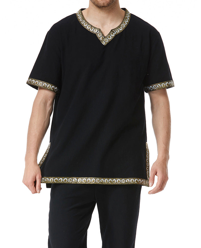 Herrer Broderet V-hals Tunika-top Stilla