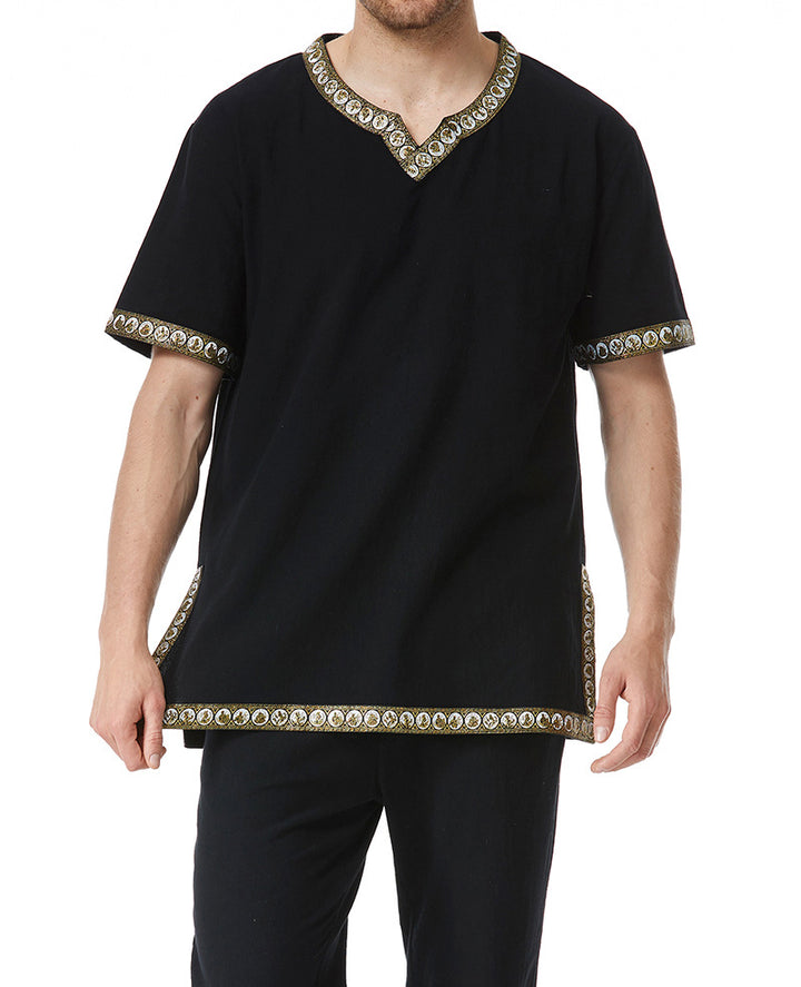 Herrer Broderet V-hals Tunika-top Stilla