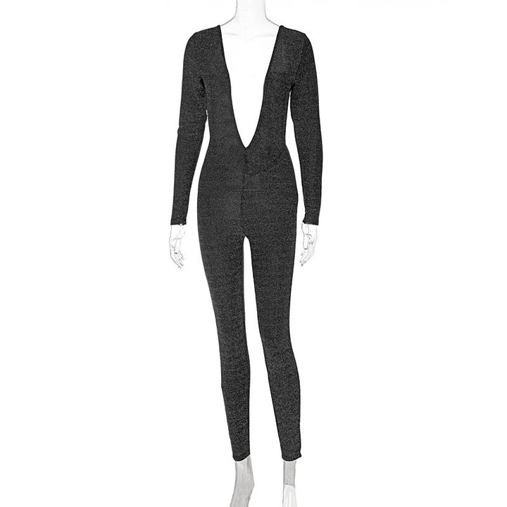 Dame jumpsuit med dyb V-udskæring og elegant, tætsiddende snit Stilla