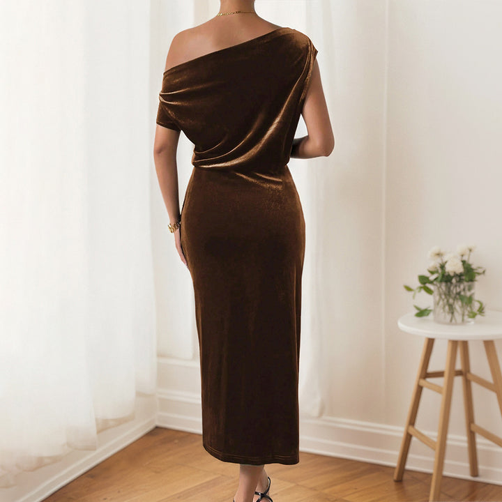 Damer Elegant Maxi Kjole med Off-Shoulder Design og Luksuriøs Samt Stilla