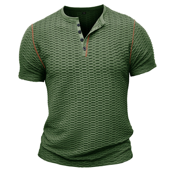 Herrer moderigtig kortærmet Henley skjorte med struktureret design Stilla