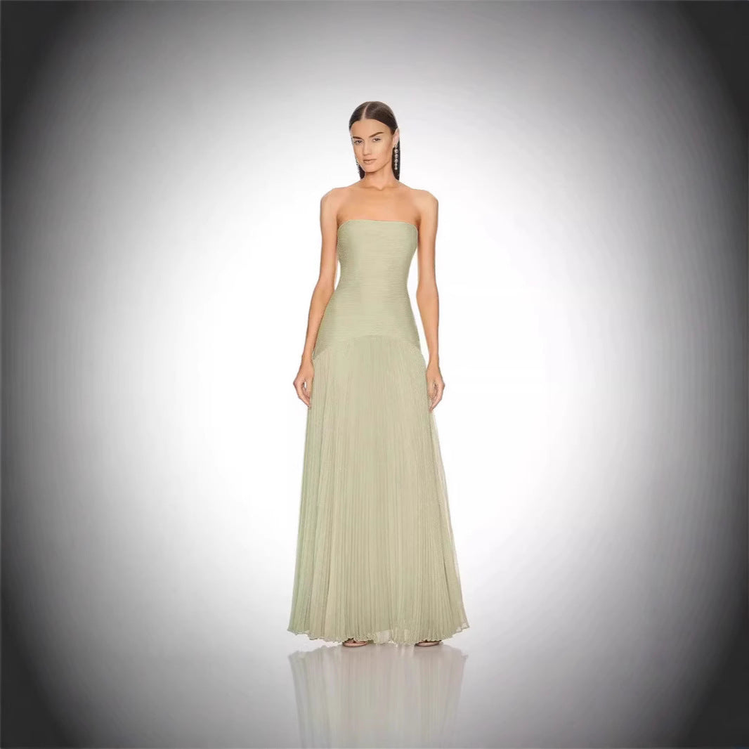 Damer Strapless Maxikjole med plisseret design og elegant snit Stilla