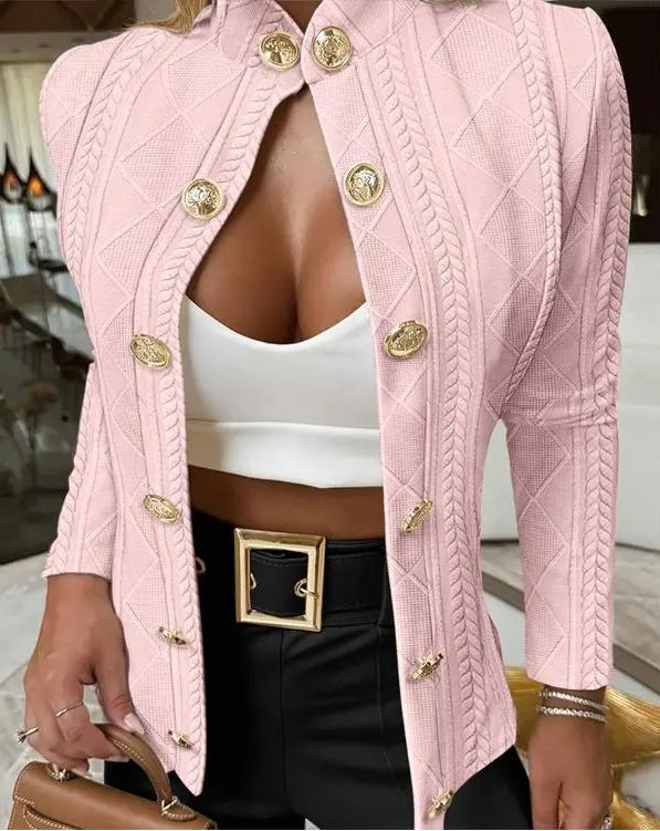 Damer struktureret blazer-overdel med dekorative knapper Stilla