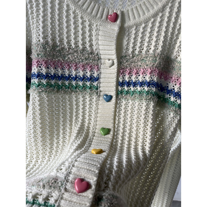 Femme Chunky Cardigan med farverige knapdetaljer Stilla