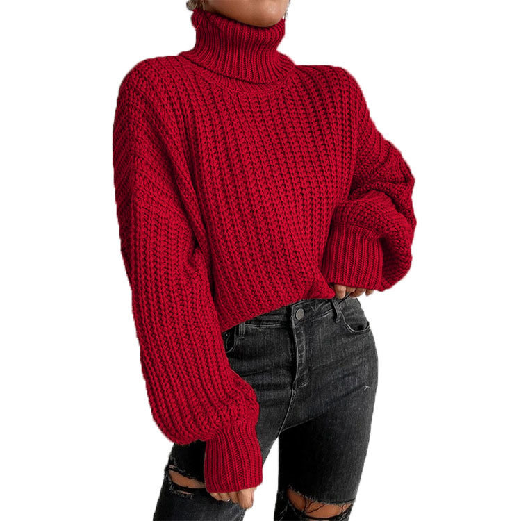 Dame hyggelig rullekravesweater lavet af blødt strik Stilla