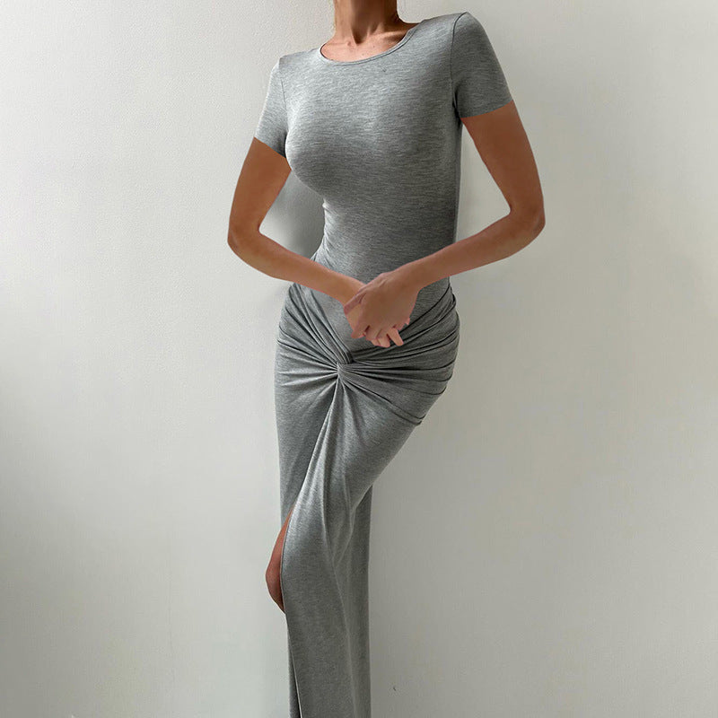 Damer Elegant Maxi Kjole med smigrende knude detalje Skovae