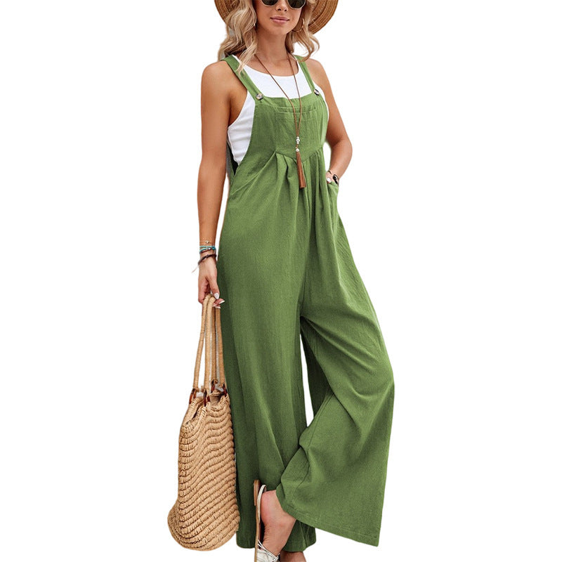 Dame casual jumpsuit med brede ben og justerbare stropper Stilla