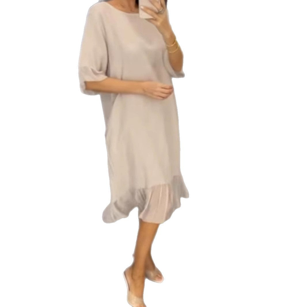 Dame Relaxed Fit Midikjole med Ruffle-saum Stilla