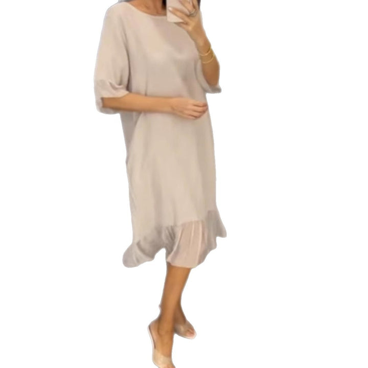 Dame Relaxed Fit Midikjole med Ruffle-saum Stilla