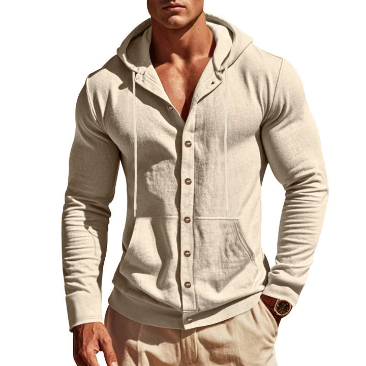 Herrer mode hoodie med struktureret design og praktiske knapper Stilla