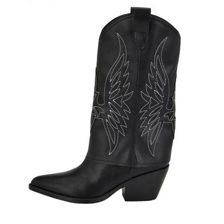 Femme Western-stil cowboy-støvler med dekorativt vinger-design Stilla