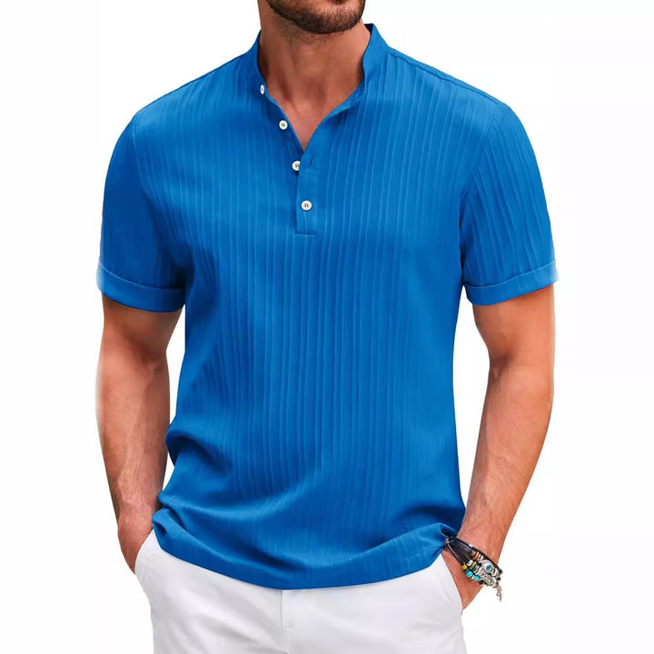 Herren Kortærmet Henley T-shirt med struktureret design Stilla