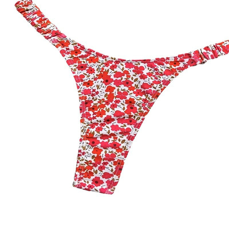 Dame triangel-bikini med farverigt blomsterdesign og justerbare stropper Skovae