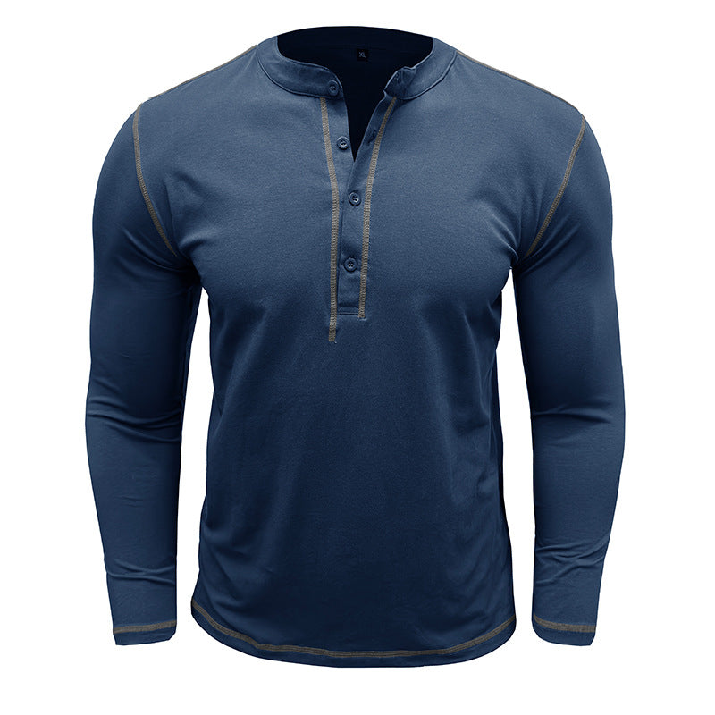 Herrer Langærmet Henley Shirt med åndbart stof og elegant knaplukning Stilla