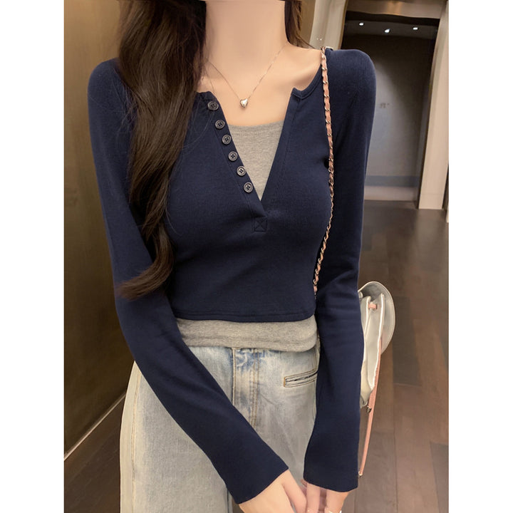 Femme Button-Up Langærmet Striktop Stilla
