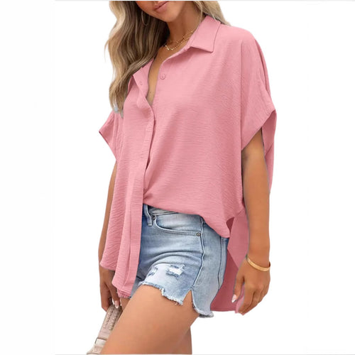 Dame afslappet oversized-bluse lavet af let bomuldsblanding Stilla