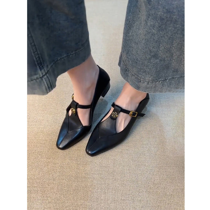 Dame elegante spidse Slingback Ballerinaer med dekorativt spænde-design Stilla