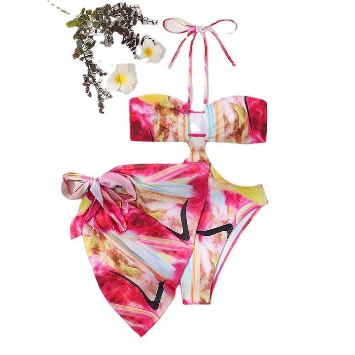 Dame bandeau-bikini-sæt med moderne indpakningsklud Stilla
