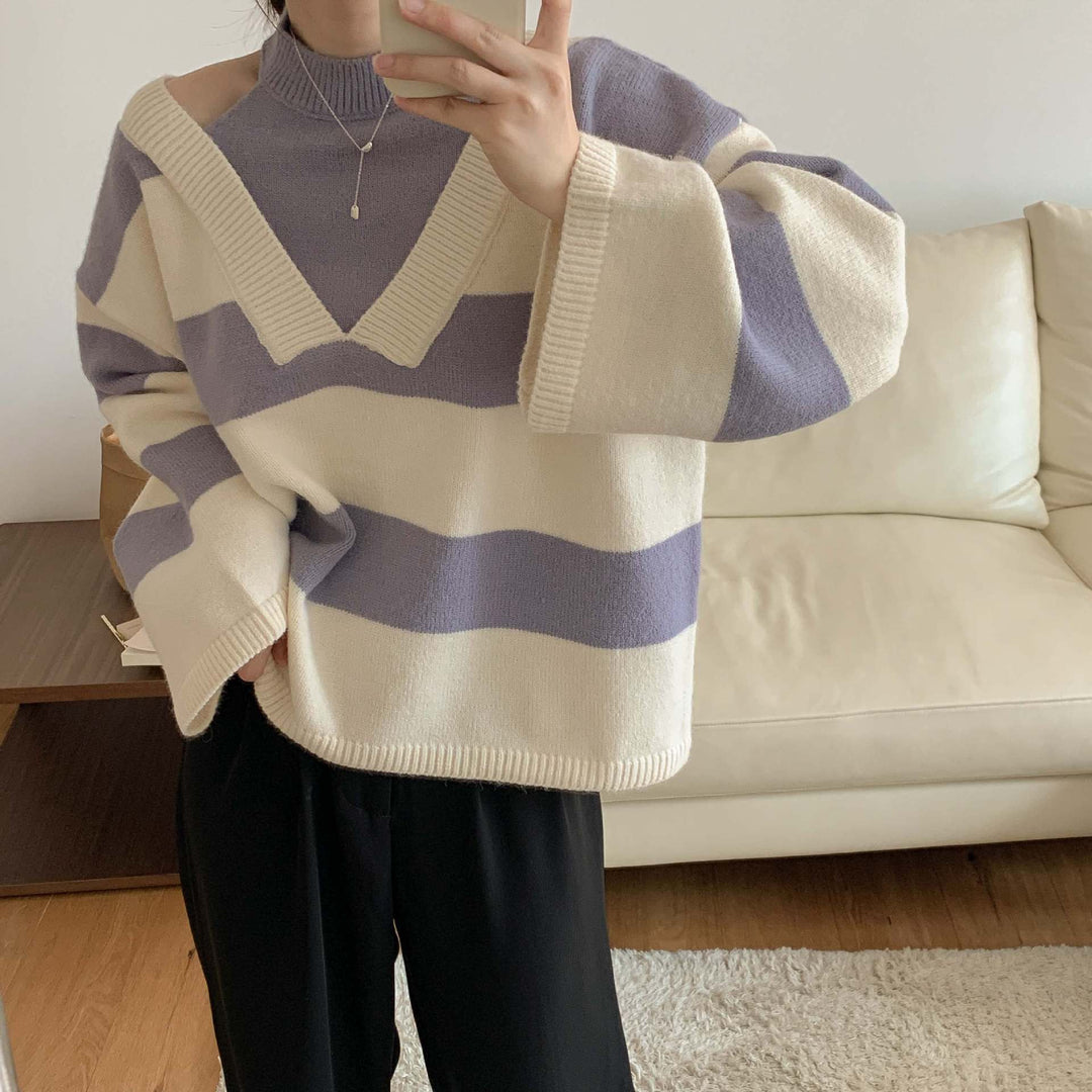 Kvinders trendy sweater med udskæringer Stilla