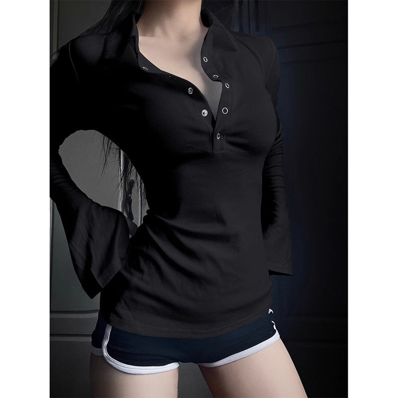 Femme Stilfuld Ribbet Henley Top Stilla