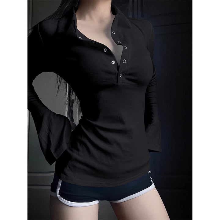Femme Stilfuld Ribbet Henley Top Stilla