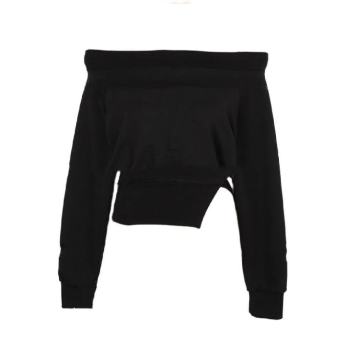 Kvinders afslappede cropped sweatshirt med asymmetrisk kant Stilla