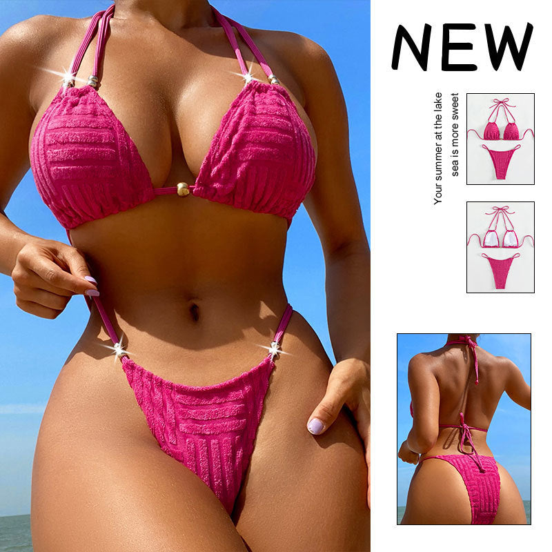 Dame triangel-bikini med struktureret tekstur Skovae