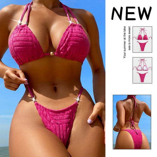 Dame Triangel-Bikini med unikt teksturmønster Skovae