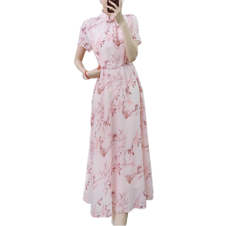 Dame Maxi Kjole med raffinerede mesh-detaljer og blomsterdesign Stilla