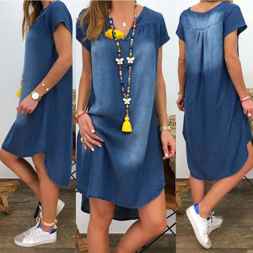 Dame Relaxed Fit Denim Shift Kjole Stilla