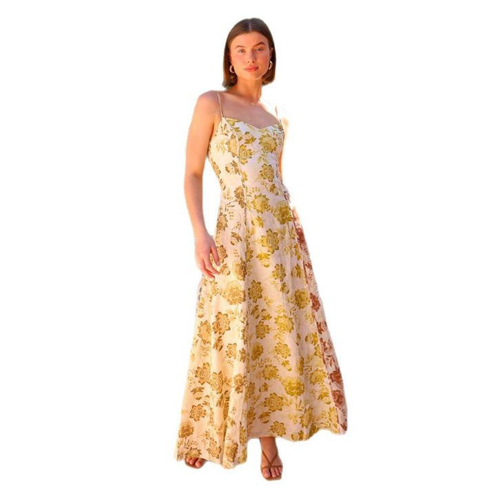 Dame maxikjole med blomsterprint og elegant snit Stilla