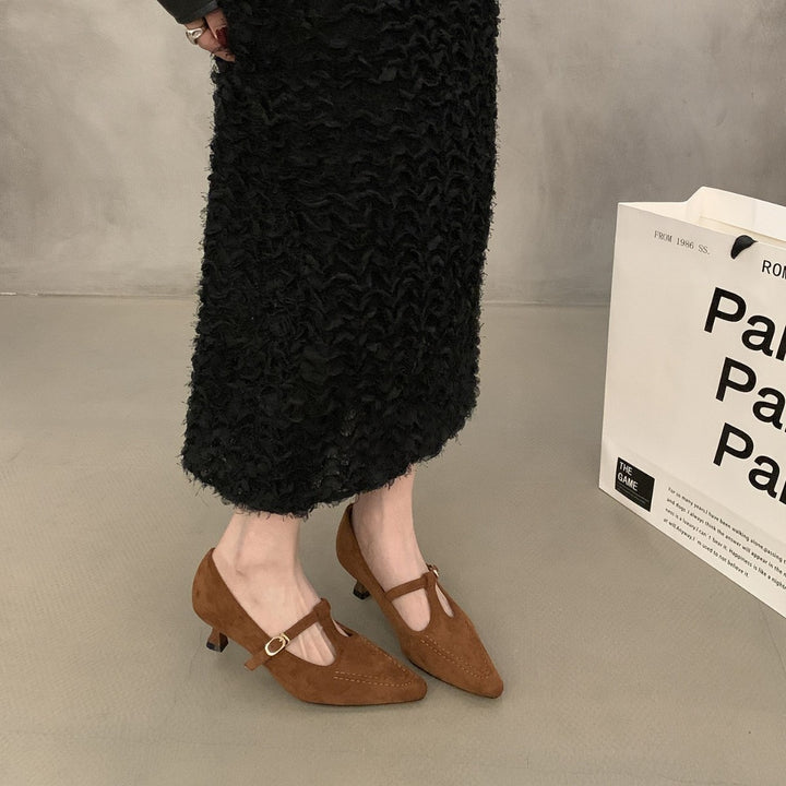 Dame Elegant Spids-Tå Slingback-Pumps med smart T-rem-design Stilla