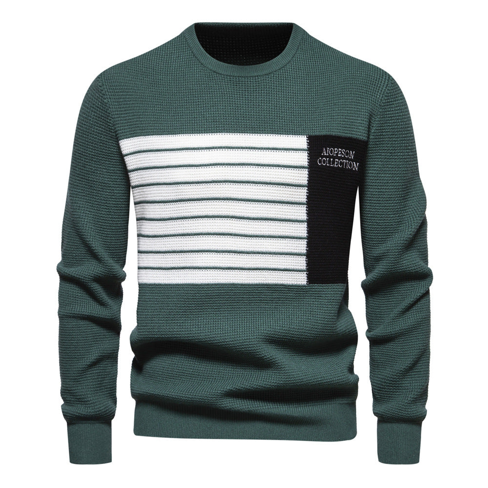 Herrer strikpullover med moderne stribemønster og unik tekstur Stilla