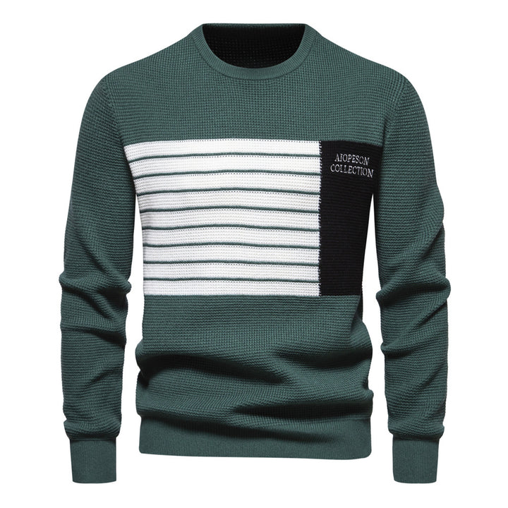 Herrer strikpullover med moderne stribemønster og unik tekstur Stilla