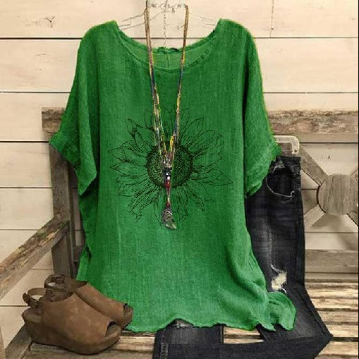 Dame Casual Oversized Grafik T-shirt Stilla