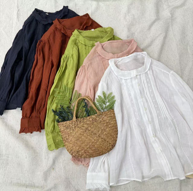 Femme Pliseret Struktureret Button-Up Bluse Stilla