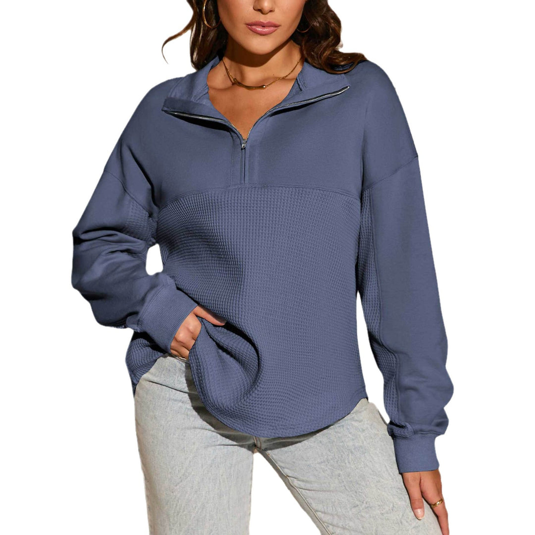 Dame sporty sweatshirt med moderne lynlås og struktureret overflade Stilla