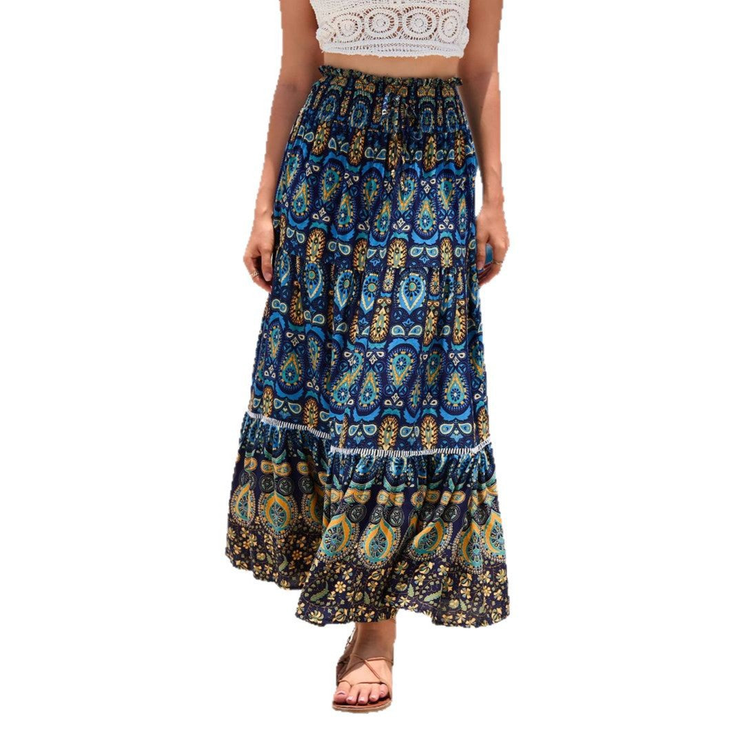 Dame Bohemian stribet Maxi-nederdel Stilla