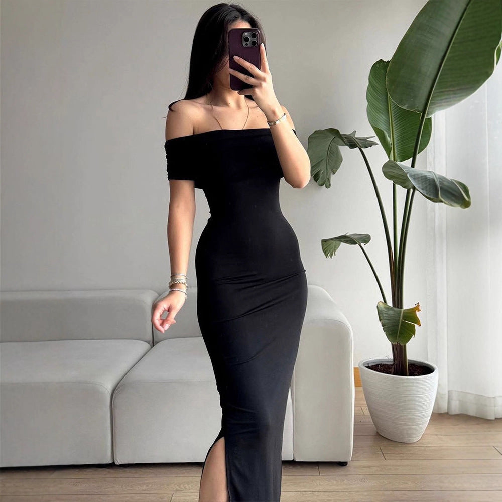 Dame Off-Shoulder Maxikjole med raffinerede volangdetaljer Skovae