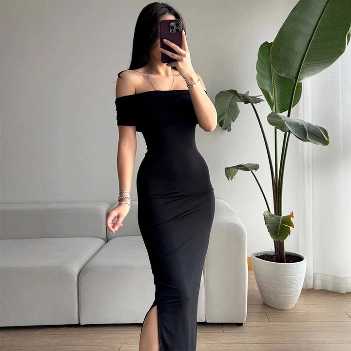 Dame Off-Shoulder Maxikjole med raffinerede volangdetaljer Skovae