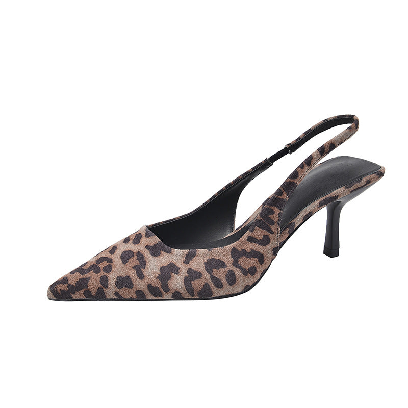 Dame Slingback Pumps med spids tå og dyreprintdesign Stilla