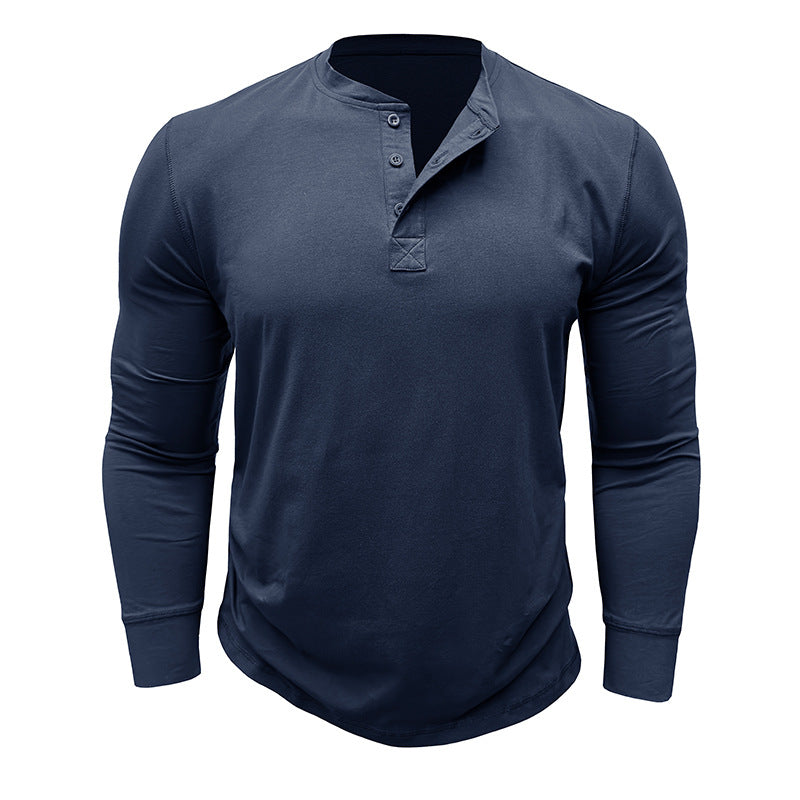 Herre langærmet Henley-shirt med stilfulde accenter og åndbart materiale Stilla