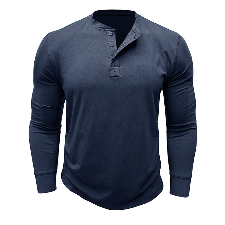 Herre langærmet Henley-shirt med stilfulde accenter og åndbart materiale Stilla