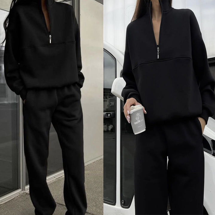 Kvinders sweatshirt og joggingbukser sæt med moderne høj krave Skovae